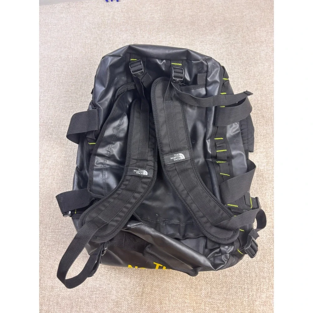 The North Face Base Camp Duffel Bag Black Yellow Large Backpack Straps Travel